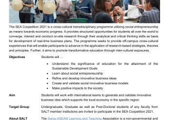 SOCIAL ENTREPRENEURSHIP ACCELERATION (SEA) COOPETITION 2021