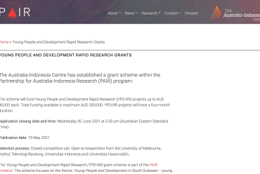 AIC PAIR – Young People and Development Rapid Research Grant