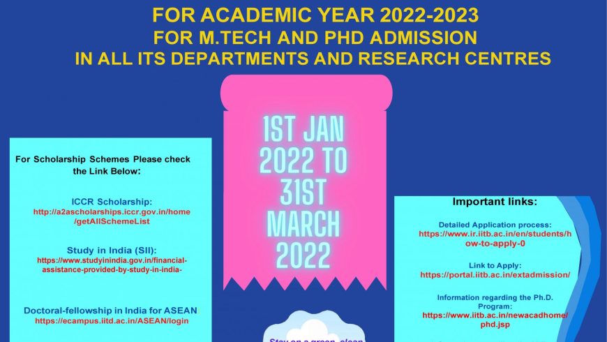 INVITATION TO INFORMATION SESSION FOR M.TECH AND PH.D. ENROLMENT AT IIT BOMBAY