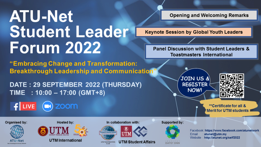 INVITATION TO PARTICIPATE IN THE ATU-Net STUDENT LEADER FORUM 2022
