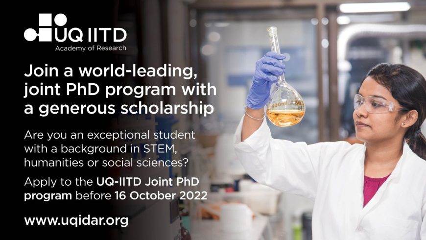 The University of Queensland–Indian Institute of Technology Delhi Academy of Research are now open
