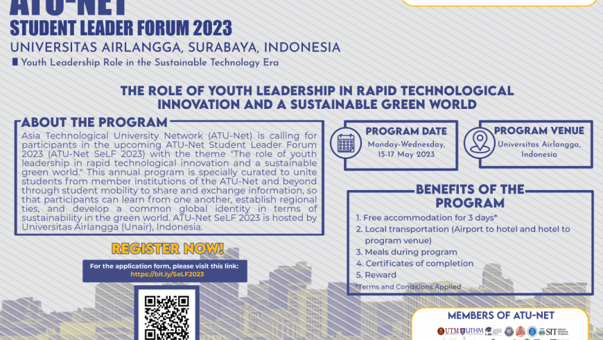 CALL FOR PARTICIPATION: ATU-Net STUDENT LEADER FORUM 2023 AT THE UNIVERSITAS AIRLANGGA (UNAIR)