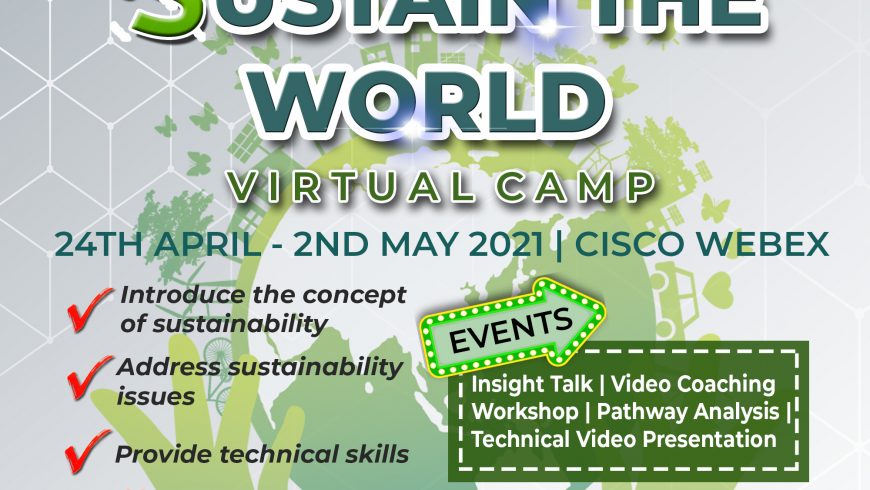 Invitation: Sustain the World! Virtual Camp (for university and pre-university students) 25thApril-2ndMay2021