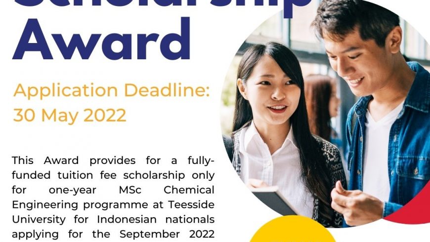 [BritCham Scholarship Award] MSc Chemical Engineering at Teesside University for September 2022 intake