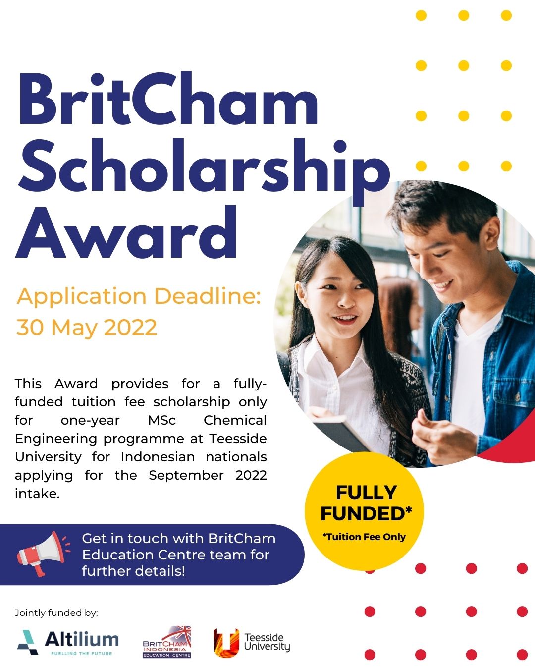 [BritCham Scholarship Award] MSc Chemical Engineering at Teesside University for September 2022 intake
