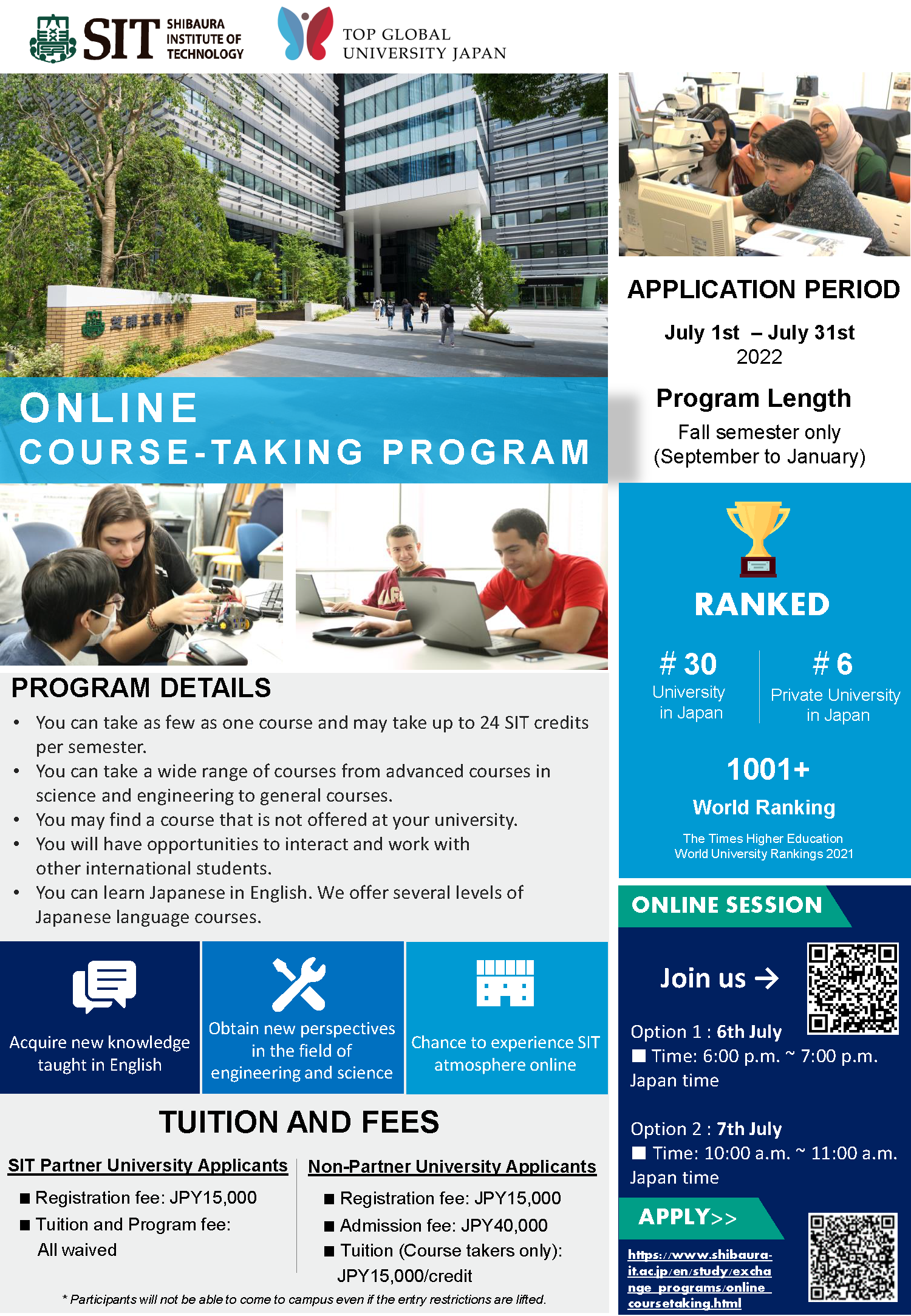 Online Course-Taking Program for 2022 Fall Semester