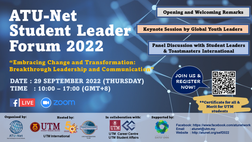 INVITATION TO PARTICIPATE IN THE ATU-Net STUDENT LEADER FORUM 2022