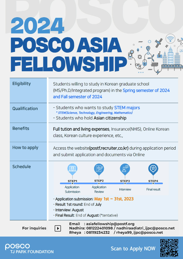 [2024 POSCO TJ Park Foundation Scholarship] Asia Fellowship Recruitment Announcement